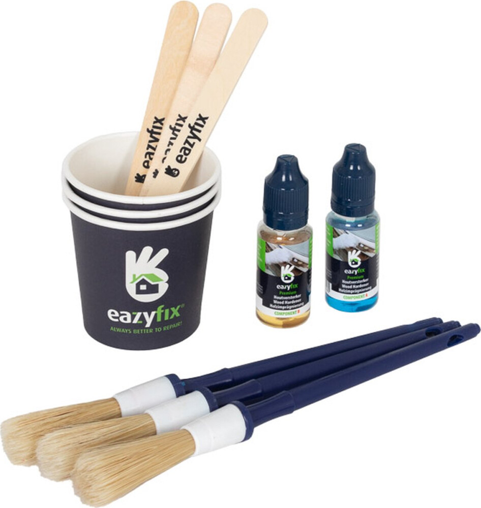 EAZYFIX SET INCL. HOUTVERSTERKER, KWAST MENGBEKER EN SPATEL