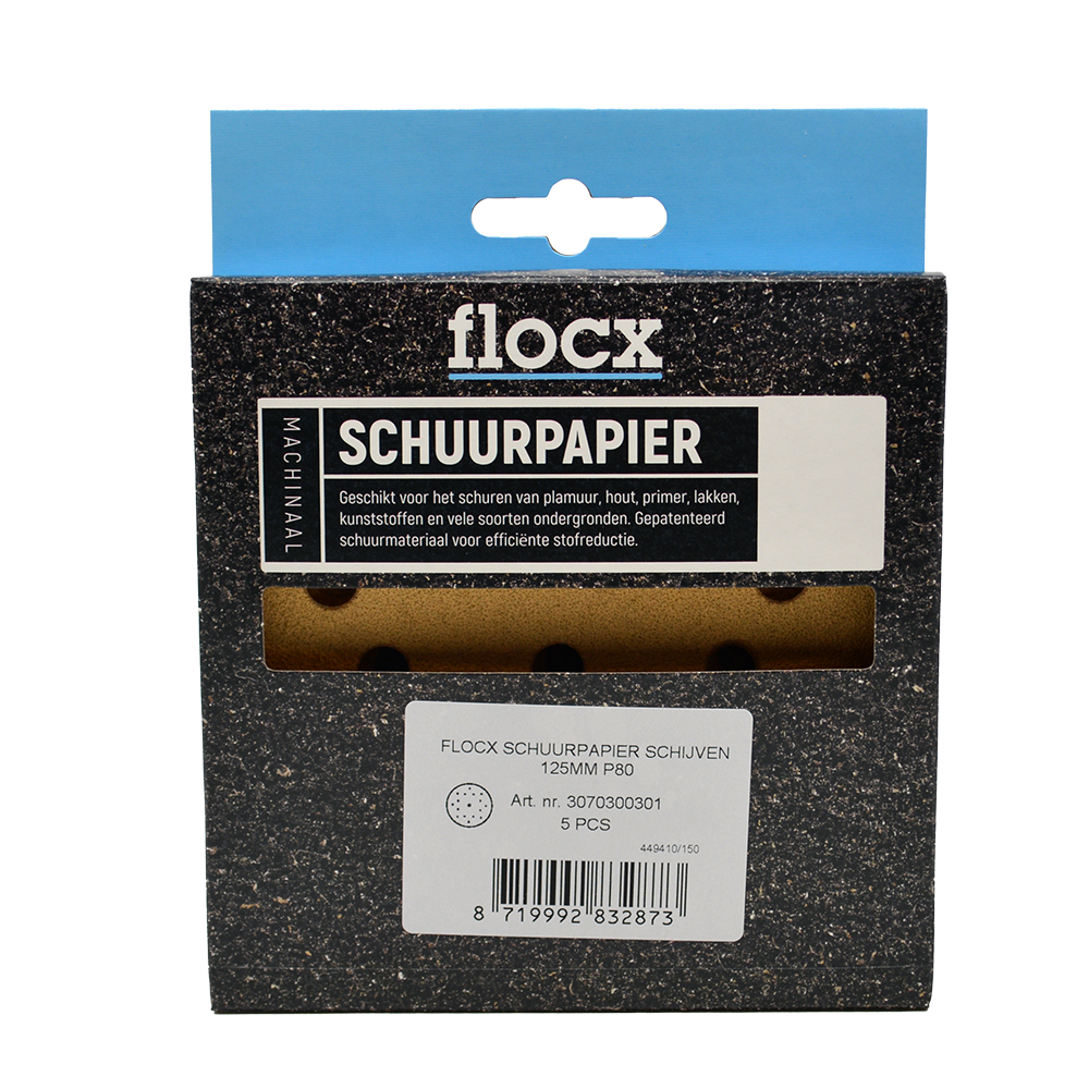 FLOCX SCHUURPAPIER SCHIJVEN 125MM    P80 3070300301