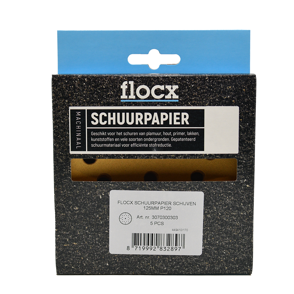 FLOCX SCHUURPAPIER SCHIJVEN 125MM   P120 3070300303