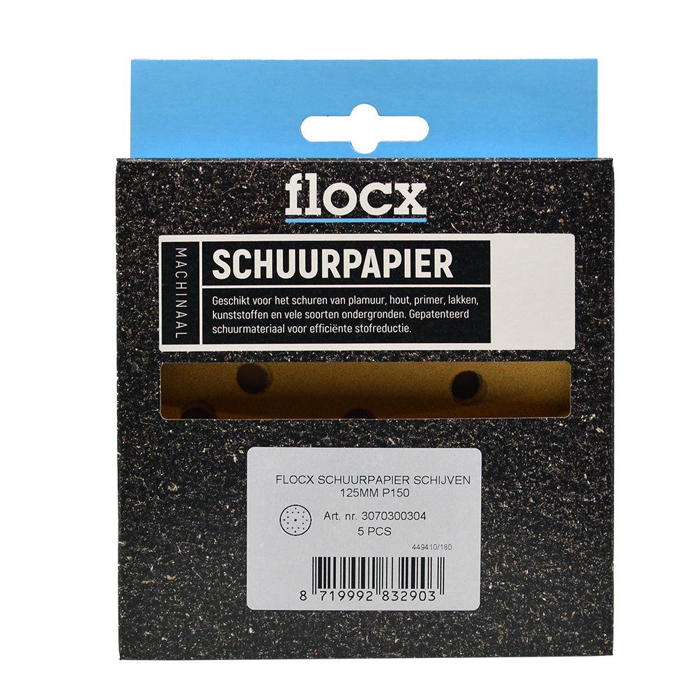 FLOCX SCHUURPAPIER SCHIJVEN 125MM   P150 3070300304