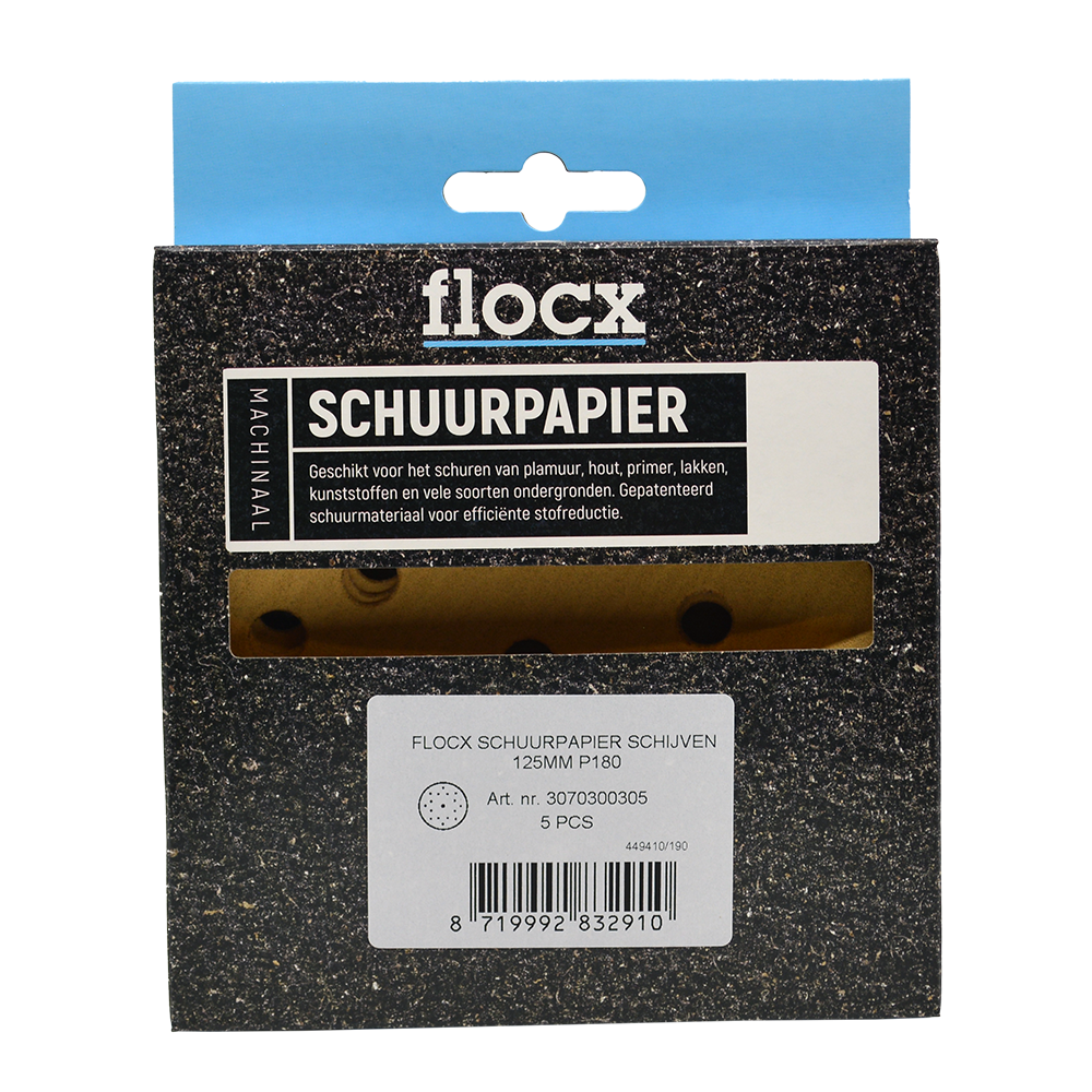 FLOCX SCHUURPAPIER SCHIJVEN 125MM   P180 3070300305