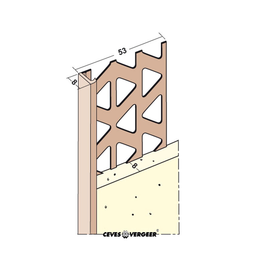 STUCSTOPPROFIEL 38208 PVC 8MM WIT 2,60 MTR RENDERPLAST STUCSTOP PAR 8  250 CM
