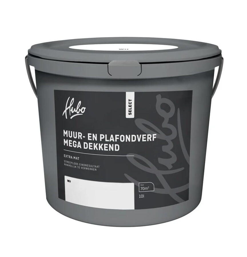 HUBO SL MUUR-PLAFONDVERF WIT 10LTR MEGA DEKKEND