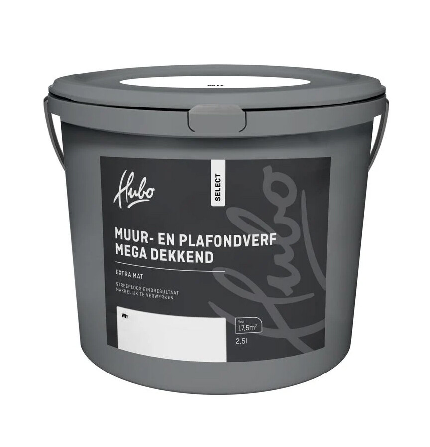HUBO SL MUUR-PLAFONDVERF WIT 2,5LTR MEGA DEKKEND