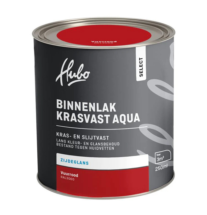 HUBO SL BINNENLAK ZG VUURROOD 250ML AQUA RAL 3000