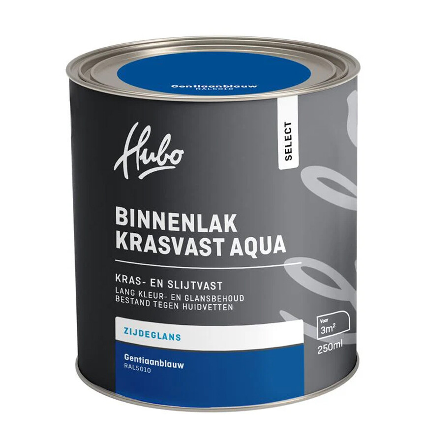 HUBO SL BINNENLAK ZG GENTIAANBLAUW 250ML AQUA RAL 5010
