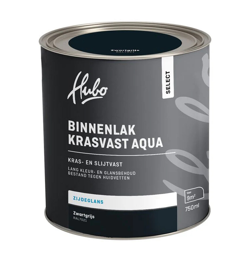 HUBO SL BINNENLAK ZG ZWARTGRIJS 750ML AQUA RAL 7021