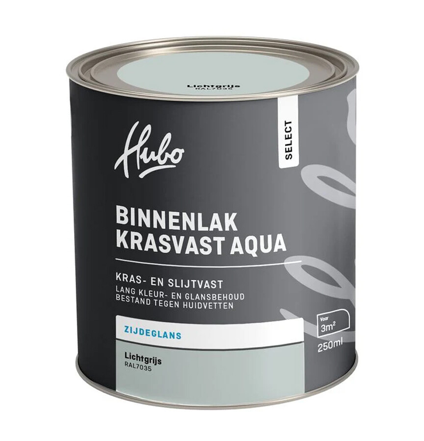 HUBO SL BINNENLAK ZG LICHTGRIJS 250ML AQUA RAL 7035