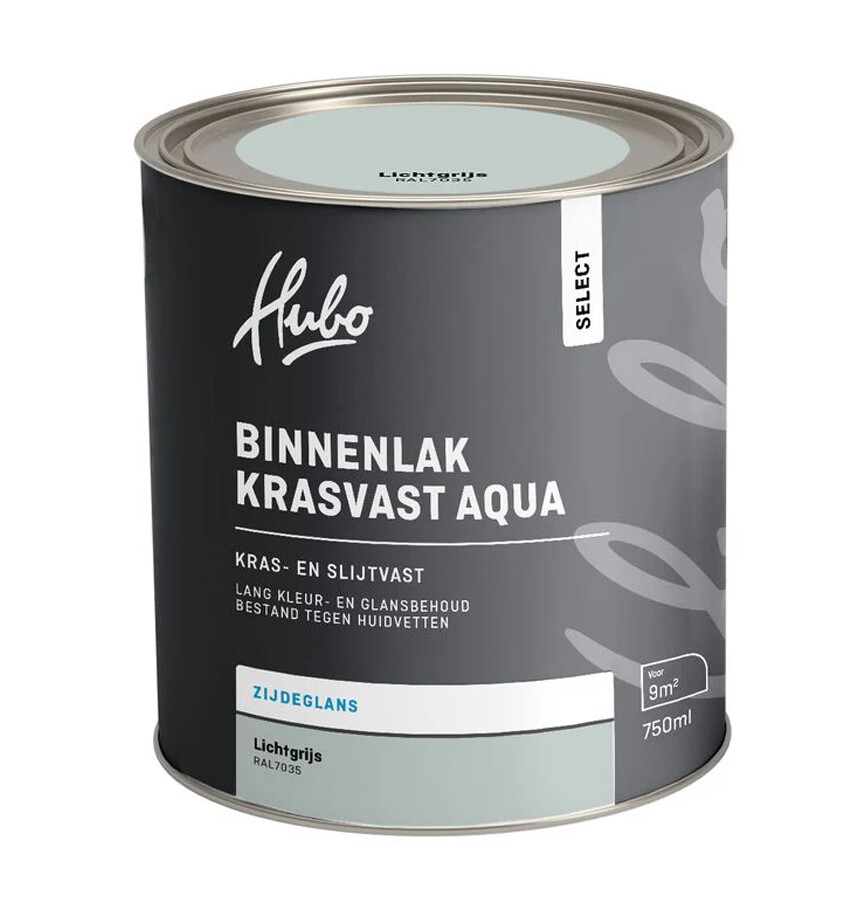 HUBO SL BINNENLAK ZG LICHTGRIJS 750ML AQUA RAL 7035