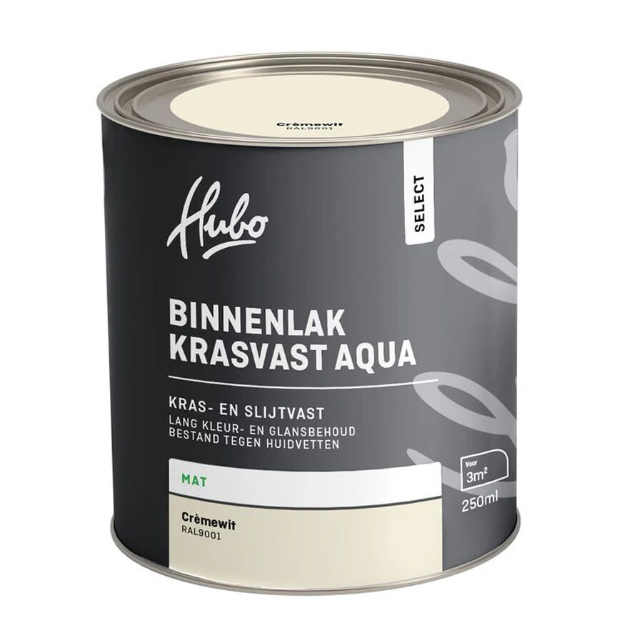 HUBO SL BINNENLAK MAT CREME WIT 250ML AQUA RAL 9001