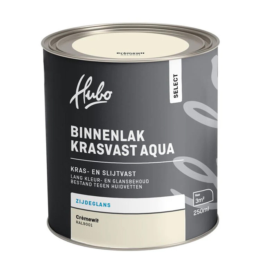 HUBO SL BINNENLAK ZG CREME WIT 250ML AQUA RAL 9001