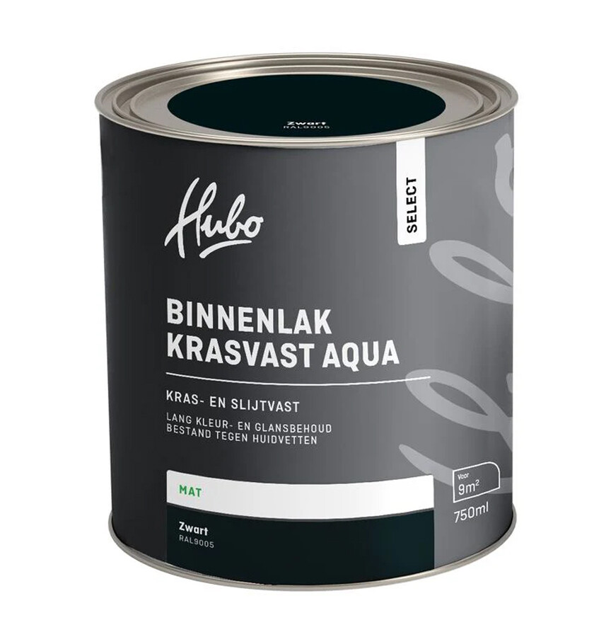 HUBO SL BINNENLAK MAT ZWART 750ML AQUA RAL 9005