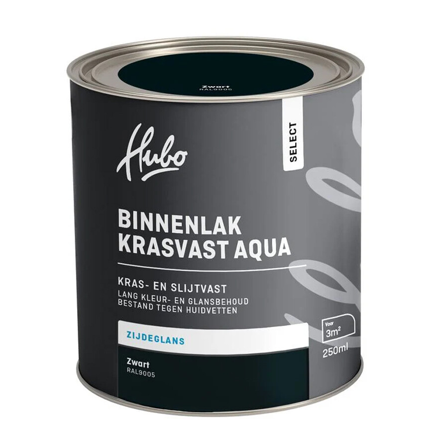 HUBO SL BINNENLAK ZG ZWARTGRIJS 250ML AQUA RAL 7021