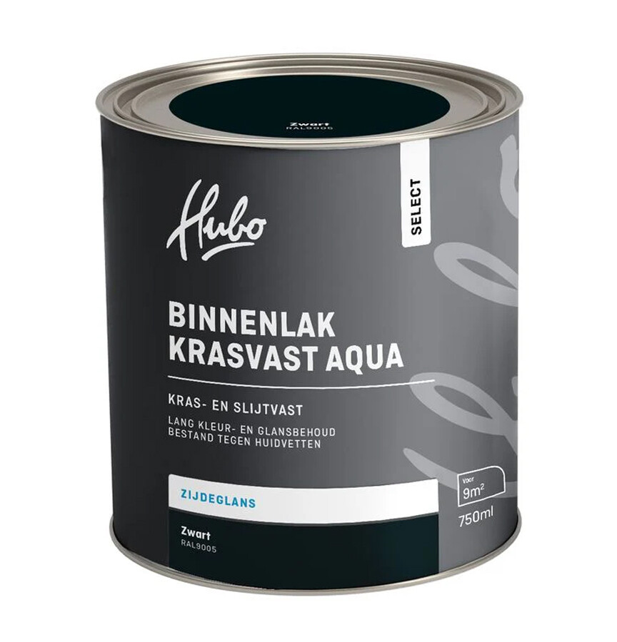HUBO SL BINNENLAK ZG ZWART 750ML AQUA RAL 9005