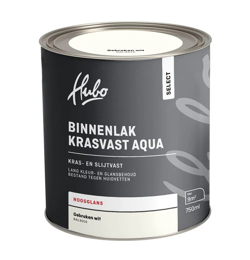 HUBO SL BINNENLAK HG GEBROKEN WIT 750ML AQUA RAL 9010