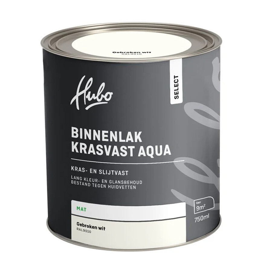 HUBO SL BINNENLAK MAT GEBROKEN WIT 750ML AQUA RAL 9010