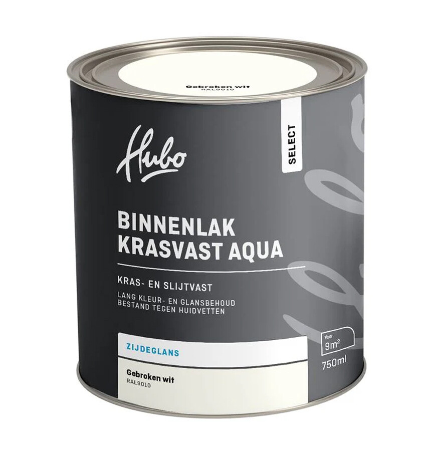 HUBO SL BINNENLAK ZG GEBROKEN WIT 750ML AQUA RAL 9010