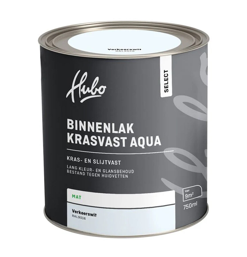 HUBO SL BINNENLAK MAT VERKEERS WIT 750ML AQUA RAL 9016