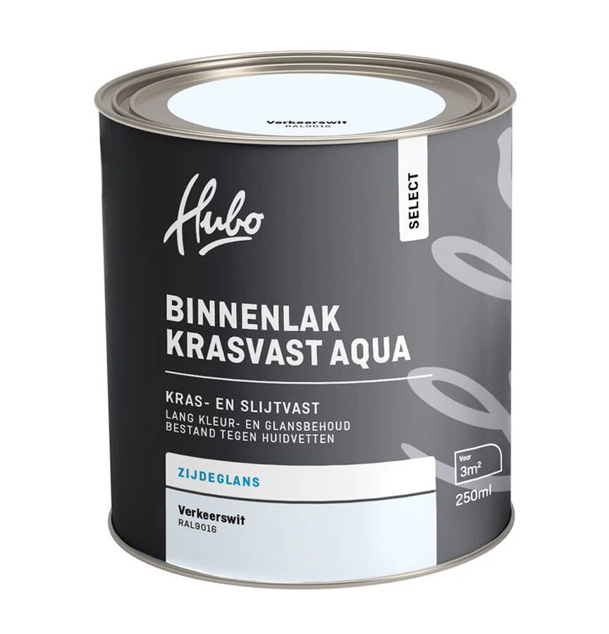HUBO SL BINNENLAK ZG VERKEERS WIT 250ML AQUA RAL 9016