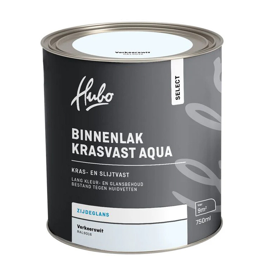 HUBO SL BINNENLAK ZG VERKEERS WIT 750ML AQUA RAL 9016