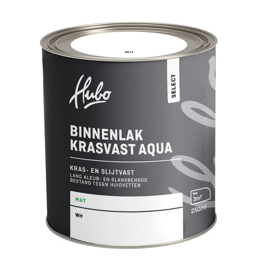 HUBO SL BINNENLAK MAT WIT 250ML AQUA
