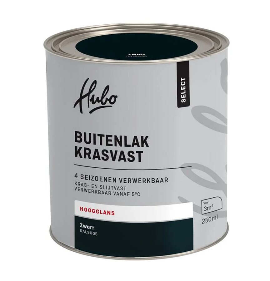 HUBO SL BUITENLAK HG ZWART 250ML RAL 9005