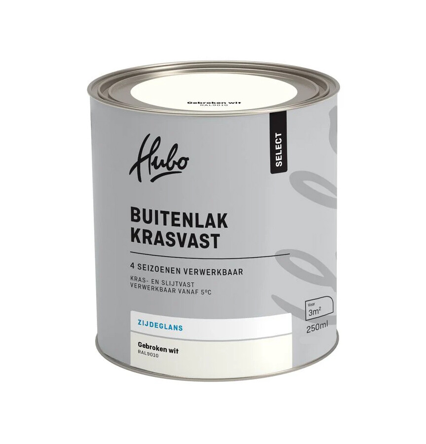 HUBO SL BUITENLAK ZG GEBROKEN WIT 250ML RAL 9010