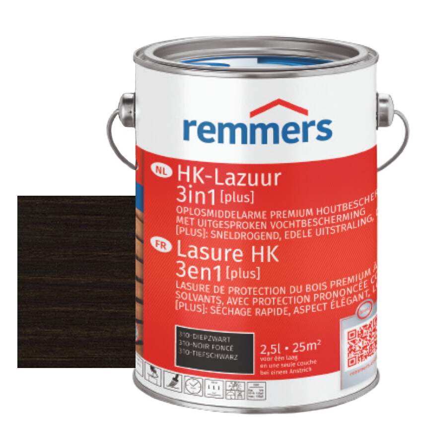 REMMERS HK-LAZUUR 3IN1 PLUS DIEPZWART 2,5