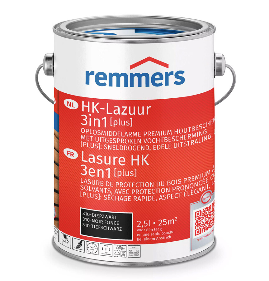 REMMERS HK-LAZUUR 3IN1 PLUS DIEPZWART 2,5